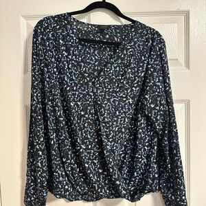 Halogen Black and Blue Patterned Blouse